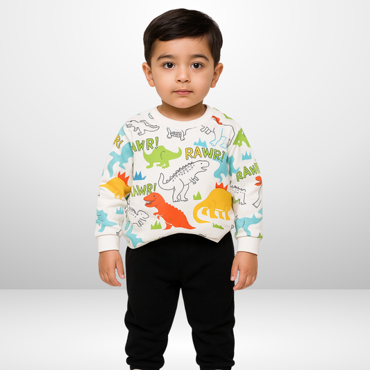 DINO PIRNTED KIDS WINTER PANEL TRACKSUIT