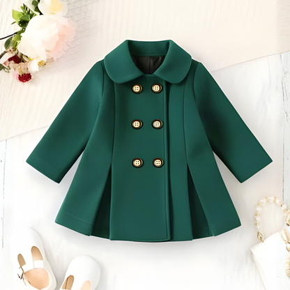 Elegant Bottel Green Princess Coat for Baby Girls