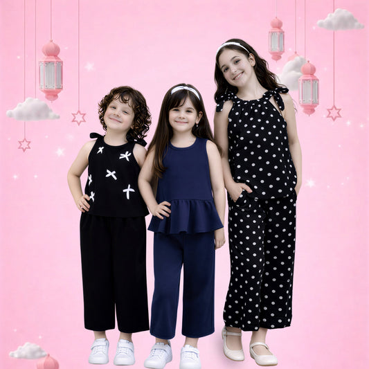 Girls Polka Dot Sleeveless Co-Ord Set – Stylish Kids Summer Outfit