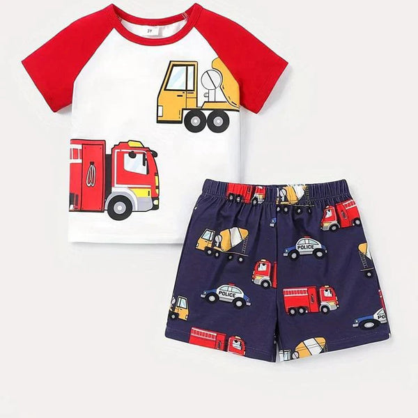Red Truck Shorts Set