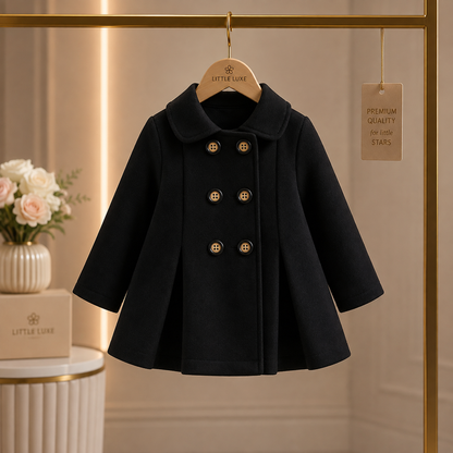 Luxury Black Princess Coat for Baby Girls