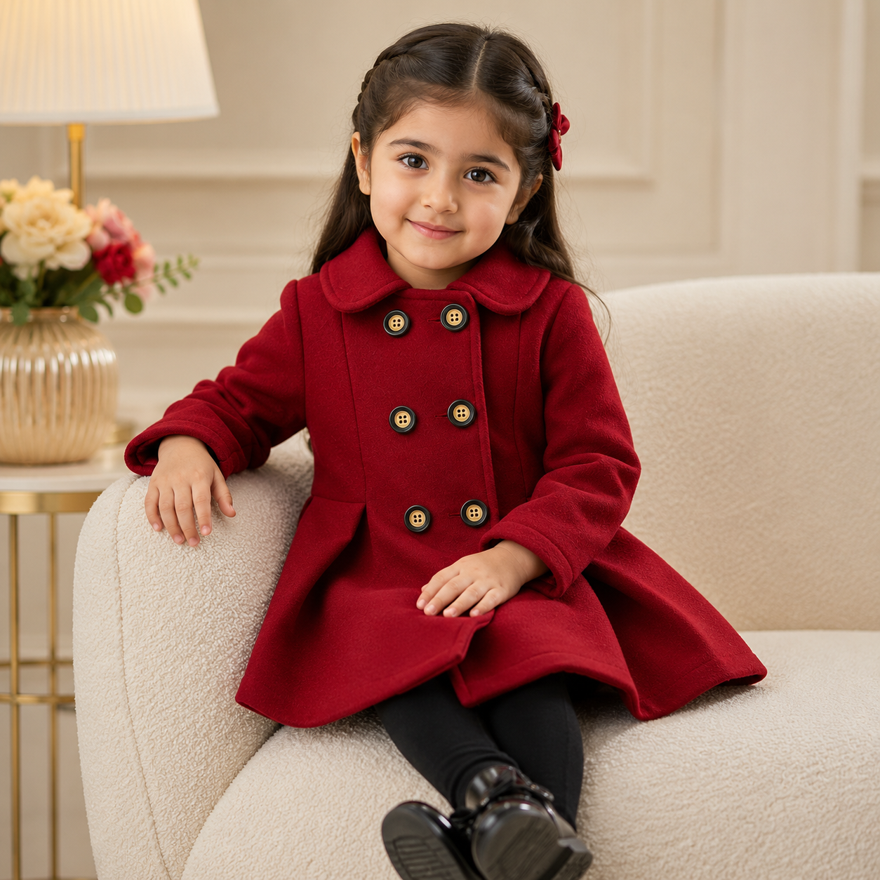 Royal Maroon Winter Coat for Baby Girls
