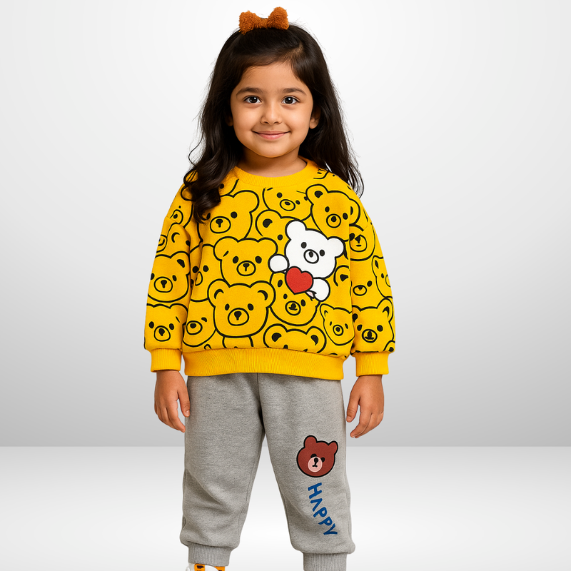 TEDDY KIDS PANEL TRACKSUIT Yellow & Grey