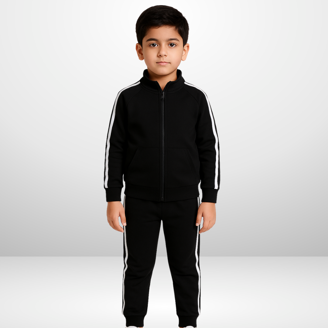 Black Stripe Kids Tracksuit