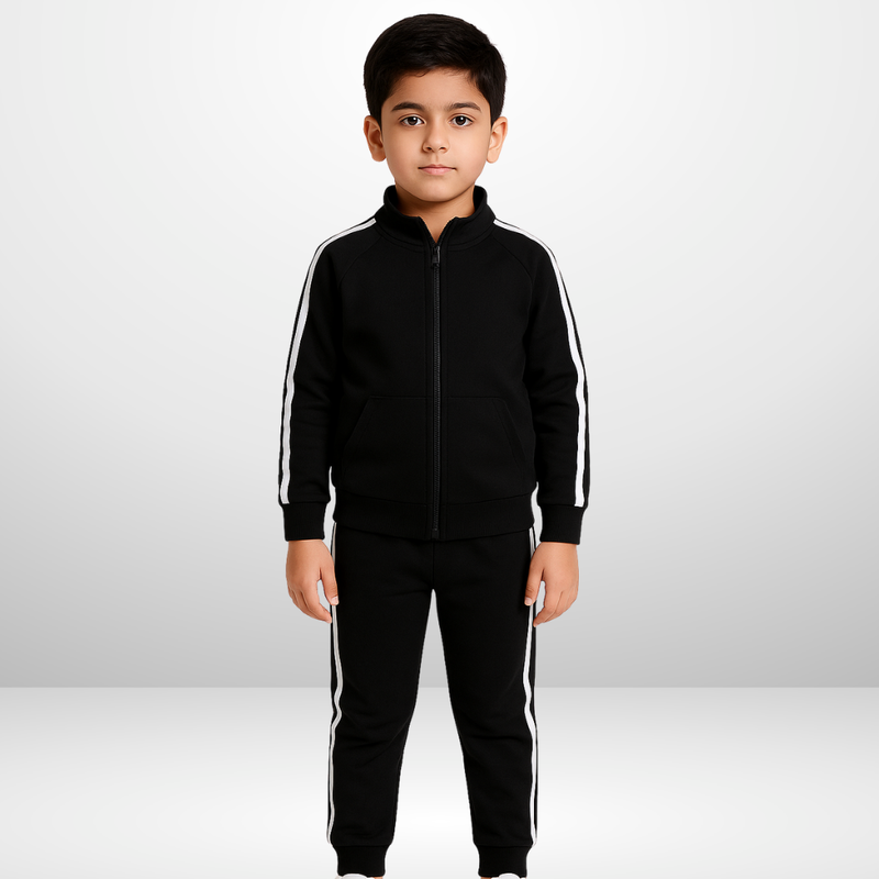 Black Stripe Kids Tracksuit