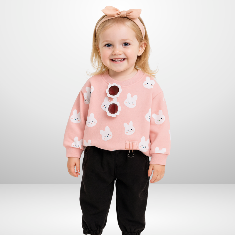 KITTY PRINT SWEATSHIRT SET FOR KIDS