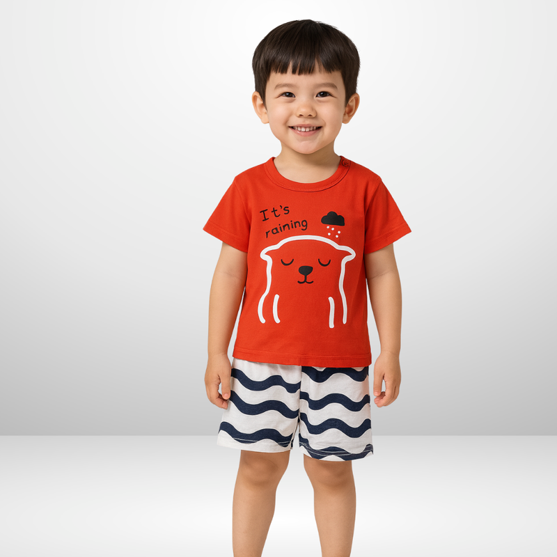 Red & White It's Raining Print