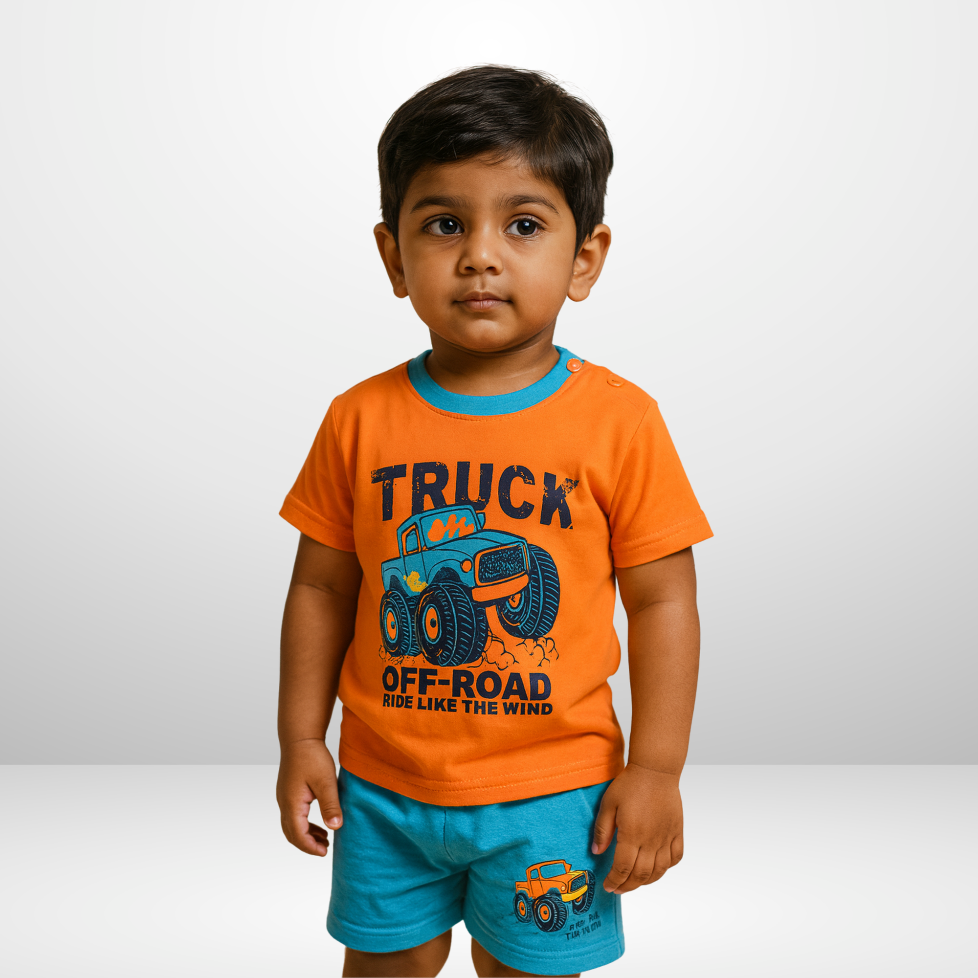 Orange Truck Off Road Kids Short Sleeve Kids Wear