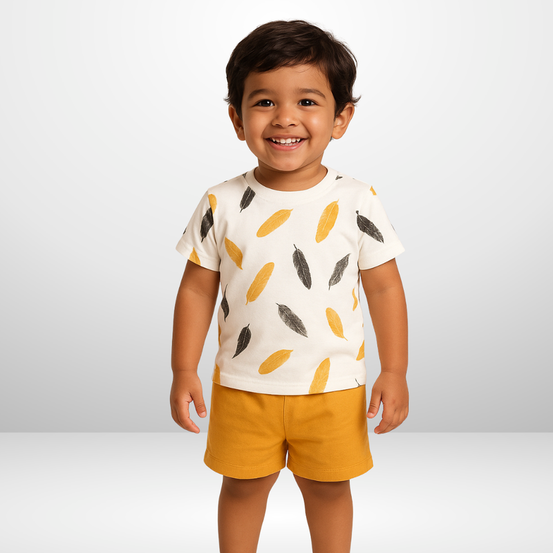 White Feather Short Set  Kids Fashion