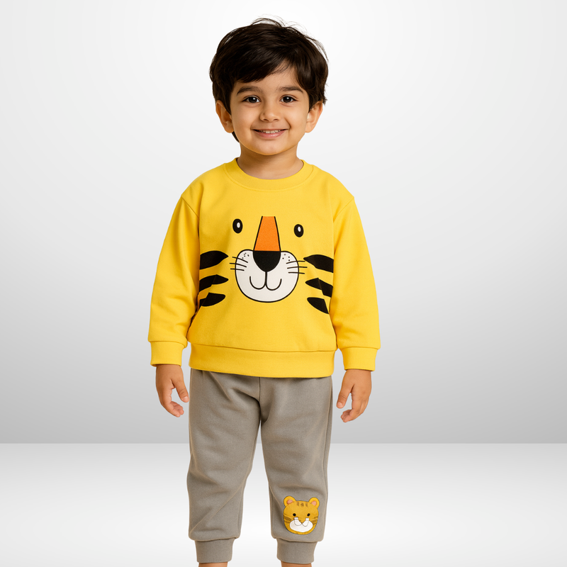 Yellow Tracksuit In Style Printed T-shirt and short trouser for kids