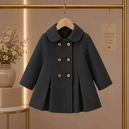 Elegant Charcoal Grey Princess Coat for Baby Girls