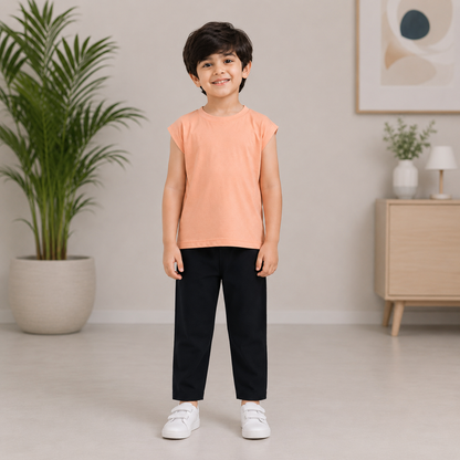 Peach & Black Casual Set