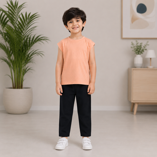 Peach & Black Casual Set