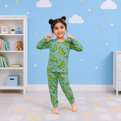 Green Banana Print Kids Wear