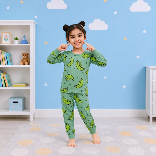 Green Banana Print Kids Wear