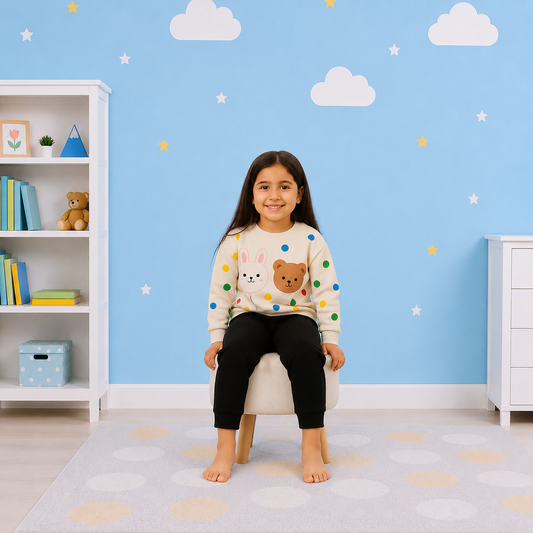 Multi Dots Print Sweatshirt Set for Kids