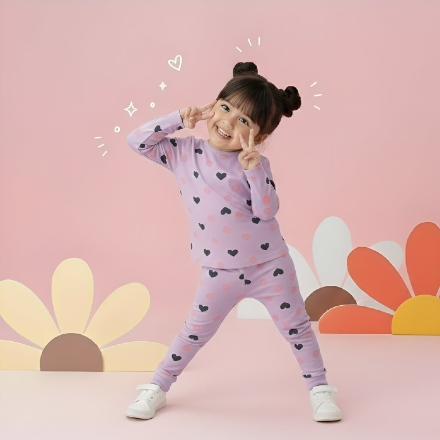 Heart Printed Kids Wear Set