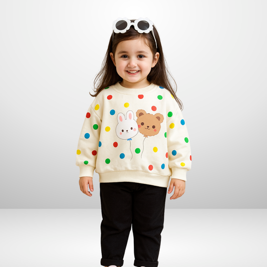 MULTI DOTS PRINT SWEATSHIRT SET FOR KIDS
