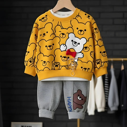TEDDY KIDS PANEL TRACKSUIT Yellow & Grey