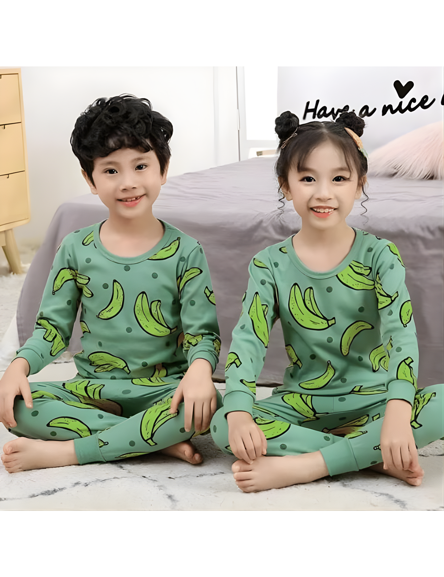 Green Banana Print Kids Wear