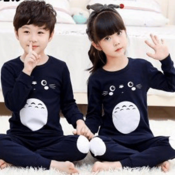 NAVY BLUE PENGUIN PRINT KIDS NIGHT SUIT BABY & BABA