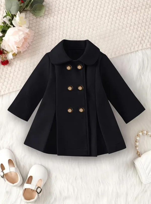 Luxury Black Princess Coat for Baby Girls
