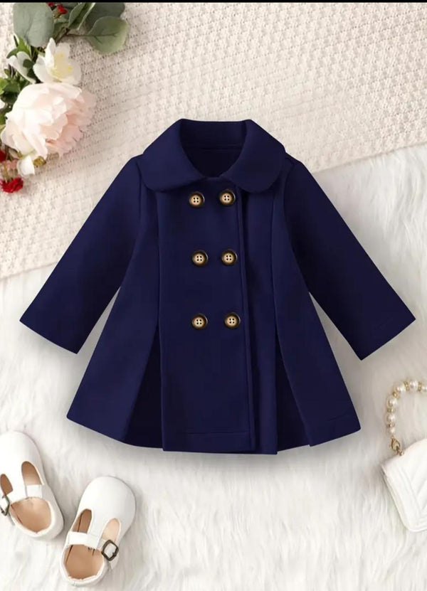 Elegant Navy Blue Girls Winter Coat