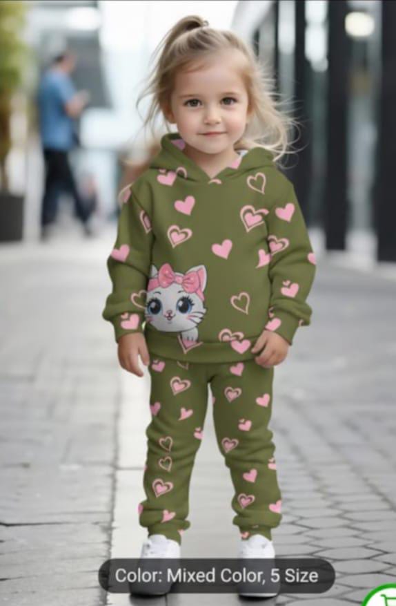 Baby Girls Hoodie Printed Sweatshirt Set