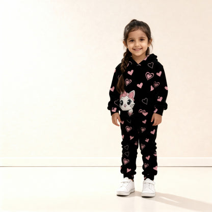 Baby Girls Hoodie Printed Sweatshirt Set