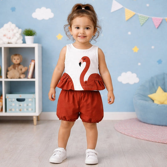 Baby Girl Flamingo Dress Set
