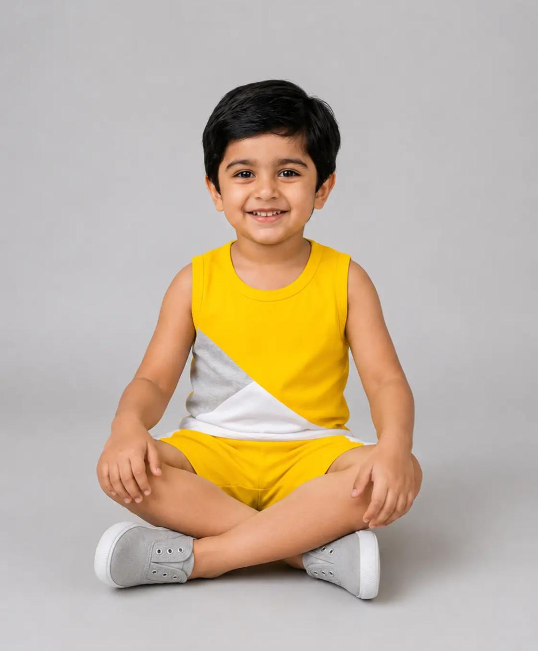 Boys Yellow Color Block Set