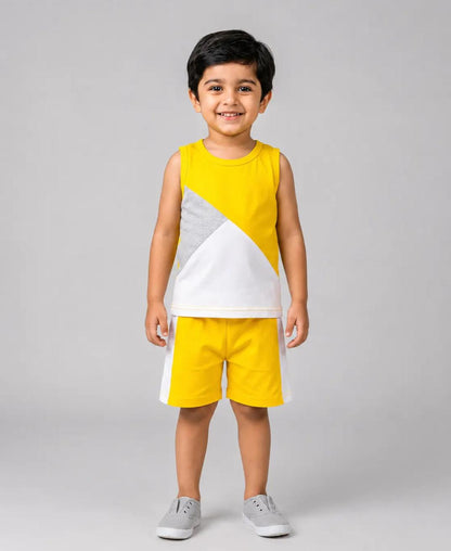 Boys Yellow Color Block Set