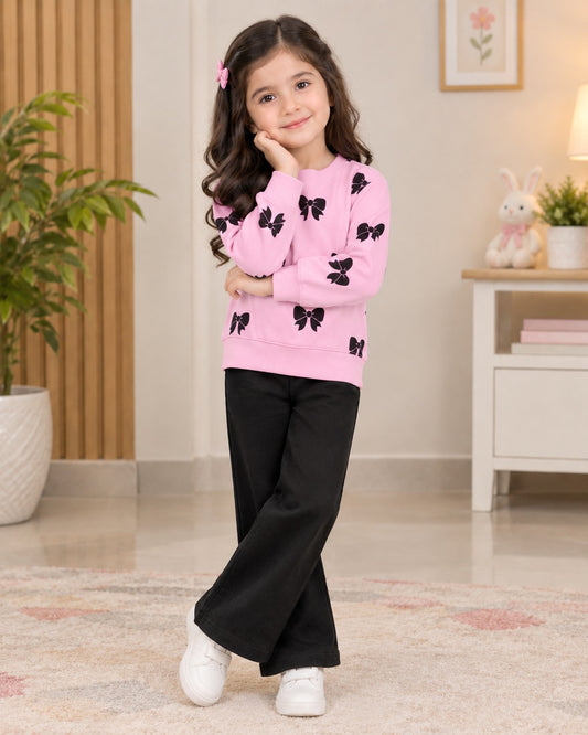Pink & Black Bow Two-Piece Set