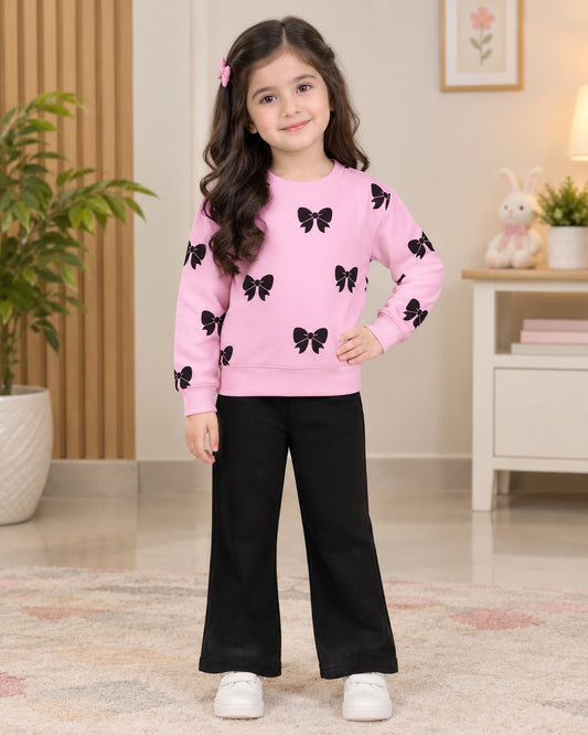 Pink & Black Bow Two-Piece Set