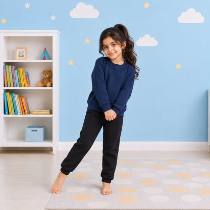 Girls Sweatshirt Jogger Set – Navy Blue & Black