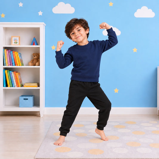 Boys Sweatshirt Jogger Set – Navy Blue & Black