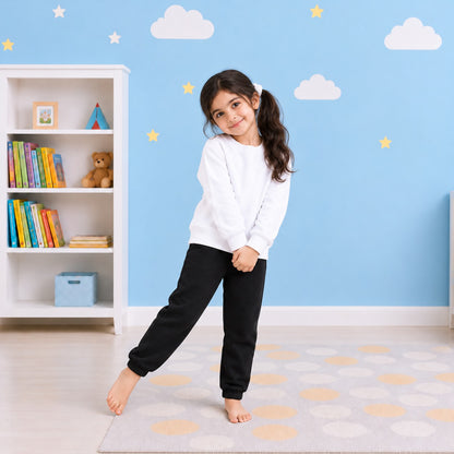 Girls Sweatshirt Jogger Set – White & Black