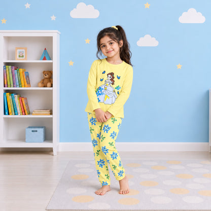 Princess Bloom Girls Night Suit – Yellow