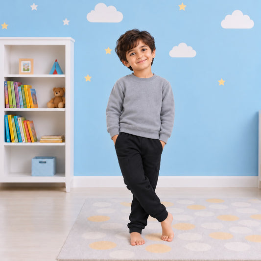Boys Sweatshirt Jogger Set – Grey & Black