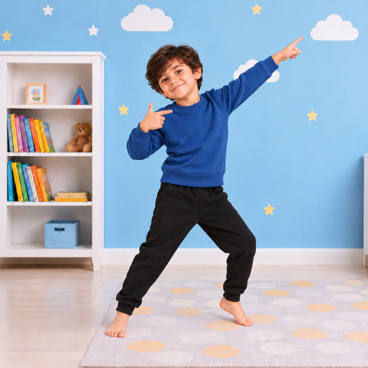 Boys Sweatshirt Jogger Set – Blue & Black
