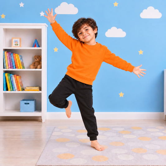 Boys Sweatshirt Jogger Set – Orange & Black