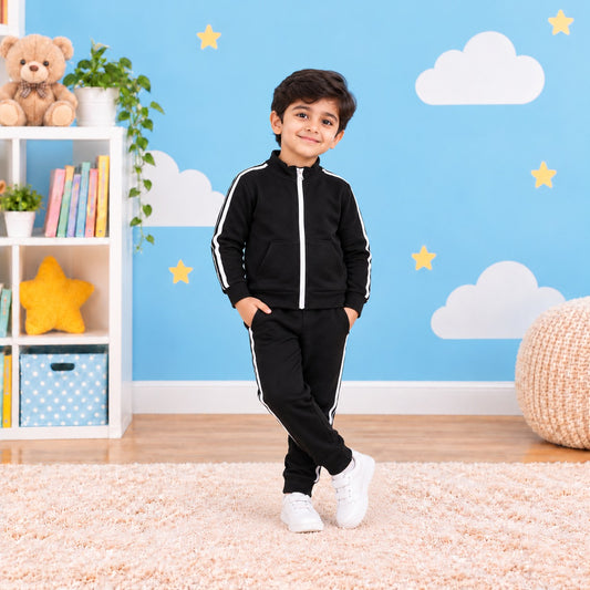 Black & White Stripe Tracksuit for Boys