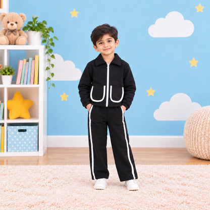 Black & White Pocket Tracksuit for Boys