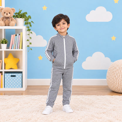 Grey & White Stripe Tracksuit for Boys