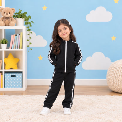 Black & White Stripe Tracksuit for Girls