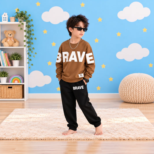 Brown Brave Sweatshirt Set