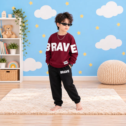 Maroon Brave Sweatshirt Set