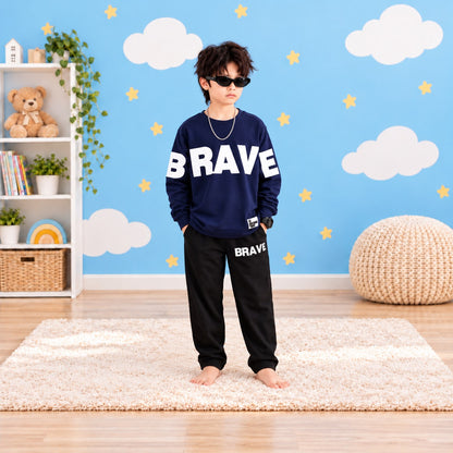 Navy Blue Brave Sweatshirt Set