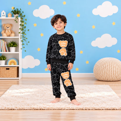 Black Little Bear Sweatshirt Set