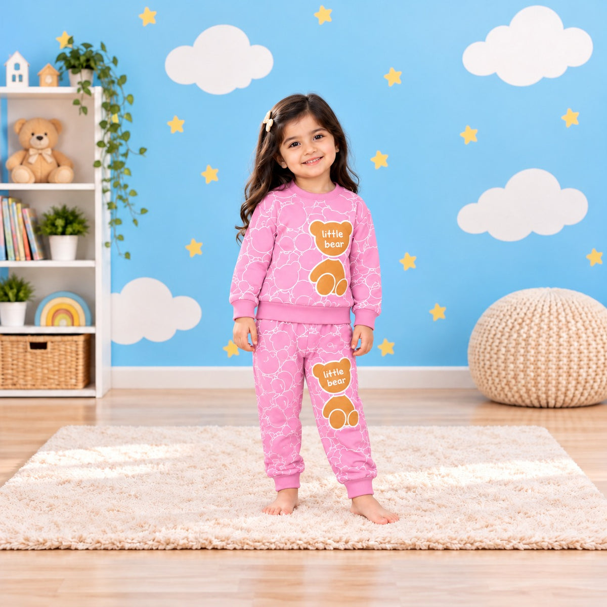 Pink Little Bear Sweatshirt Set